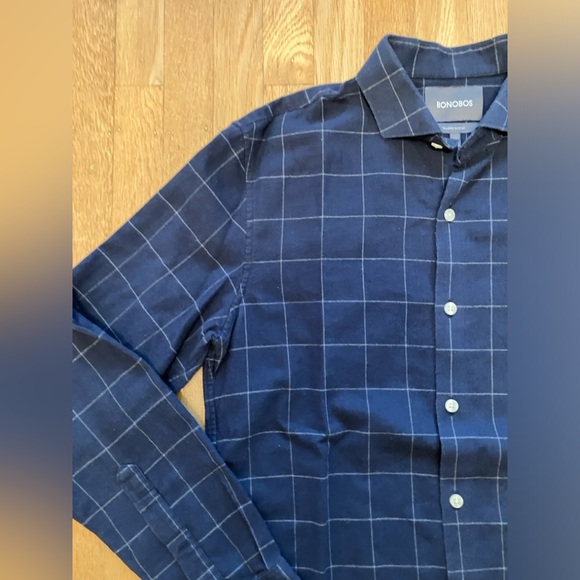 Bonobos | Men’s | medium | Navy blue plaid tailored slim fit button up shirt - Picture 5 of 5